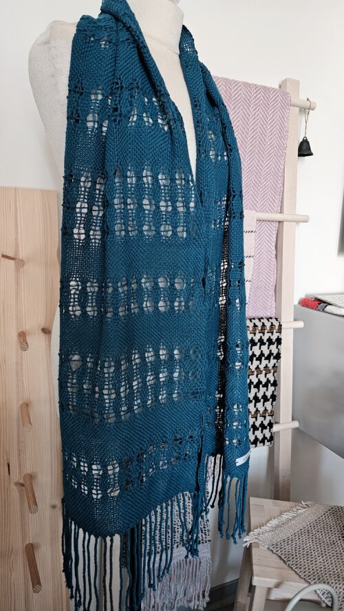 Blue handwoven cotton scarf