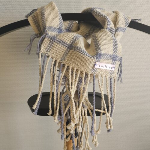 Cotton blue checkered scarf
