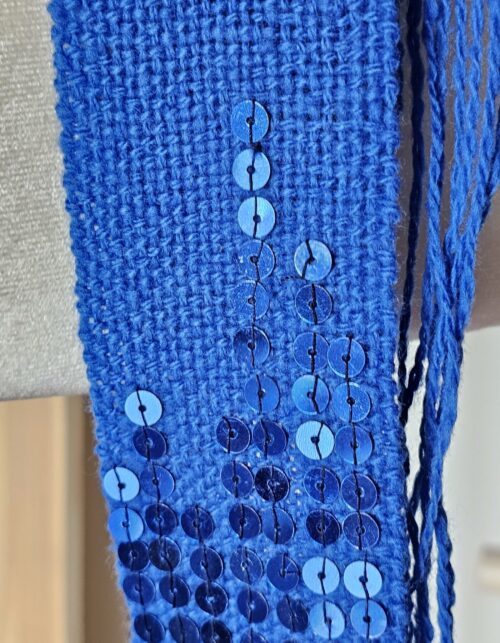 Handwoven Blue tweed wool skinny Scarf