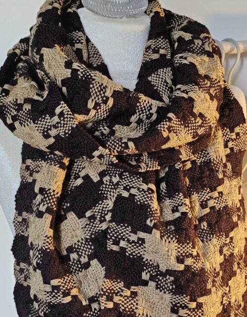 Handwoven Brown Beige Merinowool Scarf