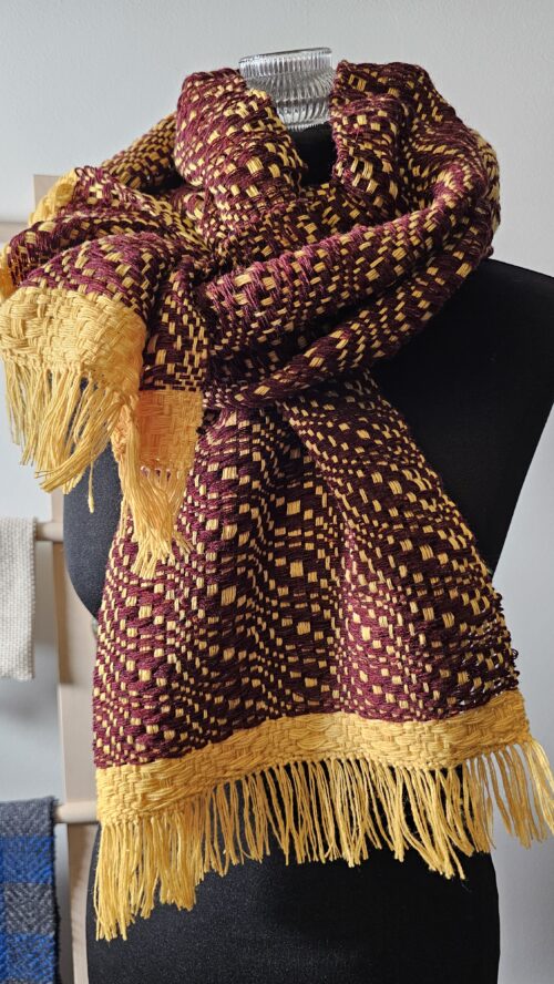 Handwoven Red Yellow Tweed twill Scarf