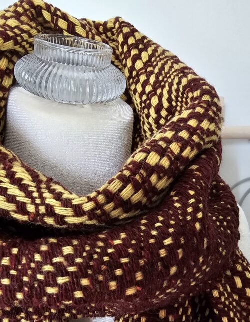 Handwoven Red Yellow Tweed twill Scarf