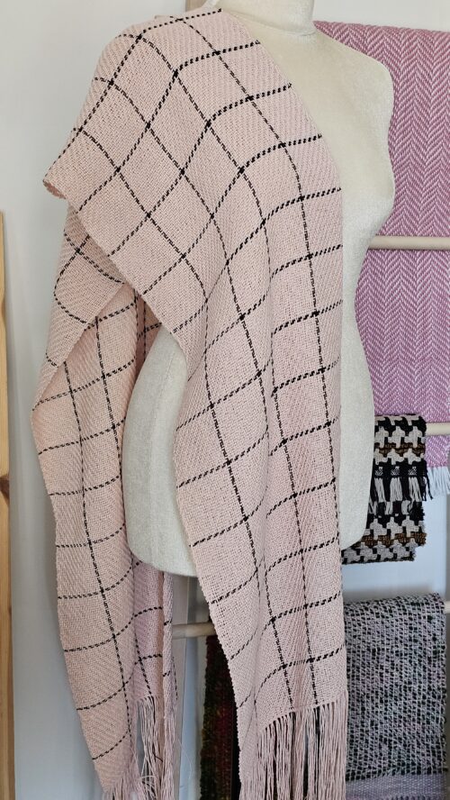 Pink handwoven twill cotton scarf
