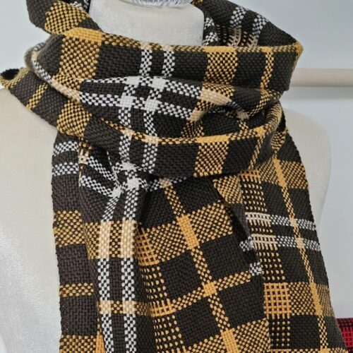 Handwoven merino supergeelong yellow brown wool scarf